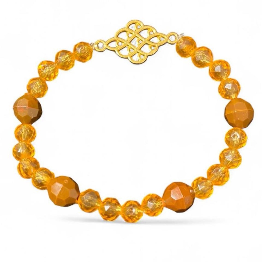 Gold and Orange Beaded Bracelet